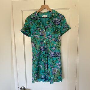 L'Academie Turquoise Floral Shirt Dress